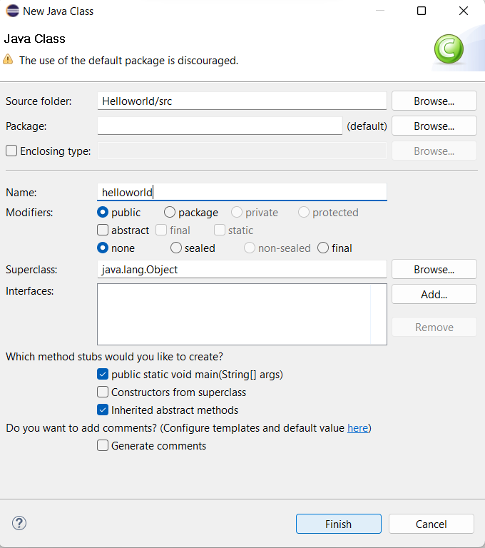 Image 13: creating a java class 