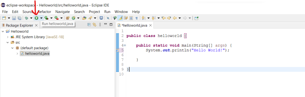 Image 14: running java code in eclipse