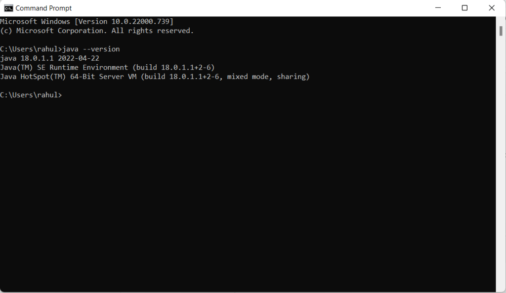 Image 4: verifying that java is properly installed
