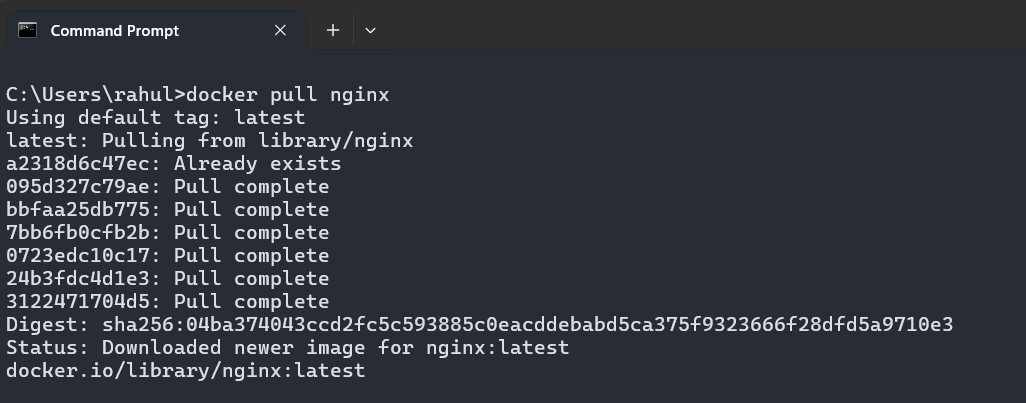 Pull the nginx docker image from Docker Hub