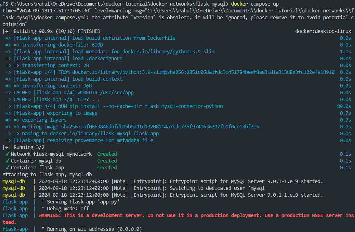Running the docker compose